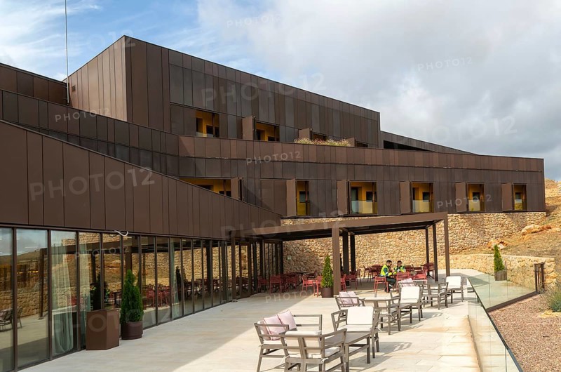 Modern architecture of new Parador de Molina de Aragón, Guadalajara province, Castile-La Mancha, Spain