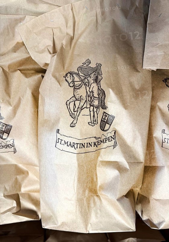 Real Martin bag filled with the so-called Blo-es, various goodies, detail, Kempen, Lower Rhine, North Rhine-Westphalia, Germany