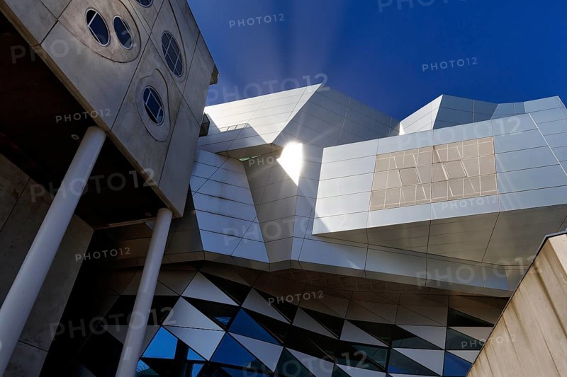 Concert hall und Musikkens Hus, House of Music, architect Coop Himmelblau, modern architecture, sunbeams, Aalborg, Ålborg, Jutland, Denmark