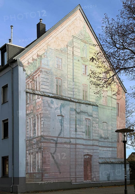 Street art on a fire wall, illusion painting, Kempen, Lower Rhine, Germany