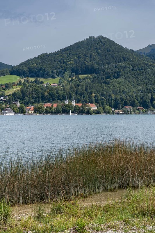 View of Tegernsee, Castle, Bad Wiessee, Upper Bavaria, Bavaria, Germany