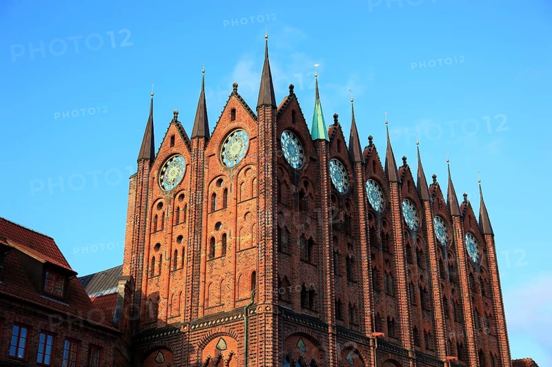 Town hall in the urban area of Altstadt, Stralsund, Hanseatic City of Stralsund, Vorpommern-Rügen district, Mecklenburg-Western Pomerania, Germany