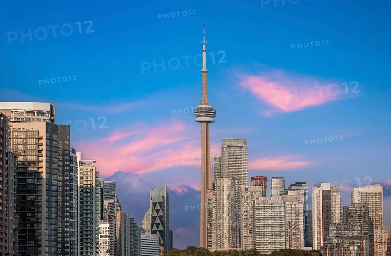 Scenic Toronto financial district skyline in the city downtown
