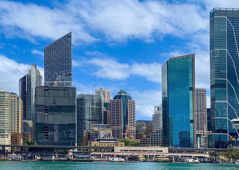 Australia Sydney downtown skyline panorama and financial business center cityscape