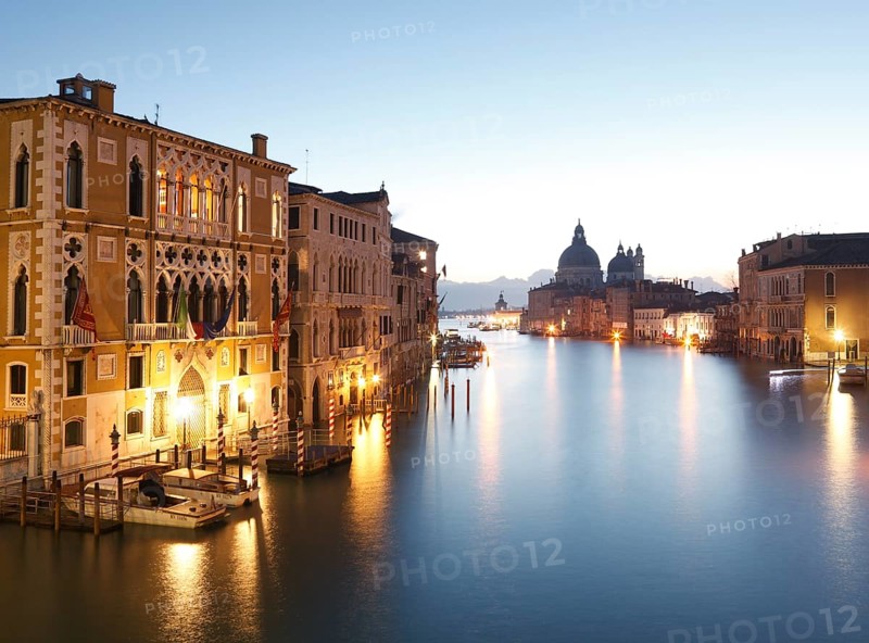 Grand Canal in the morning, view from Ponte dell'Accademia, Venice, Veneto, Italy