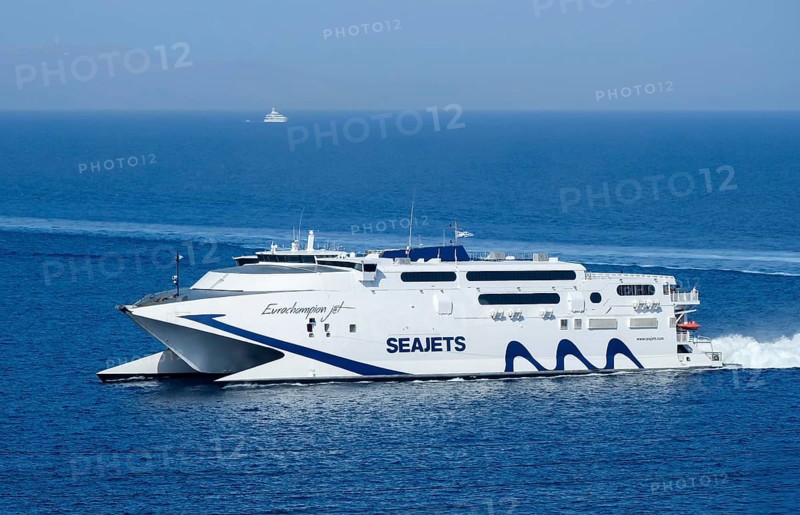Mykonos, Cyclades, Greece - ferry Seajets, Eurochampion Jet, speedboat, high-speed ferry