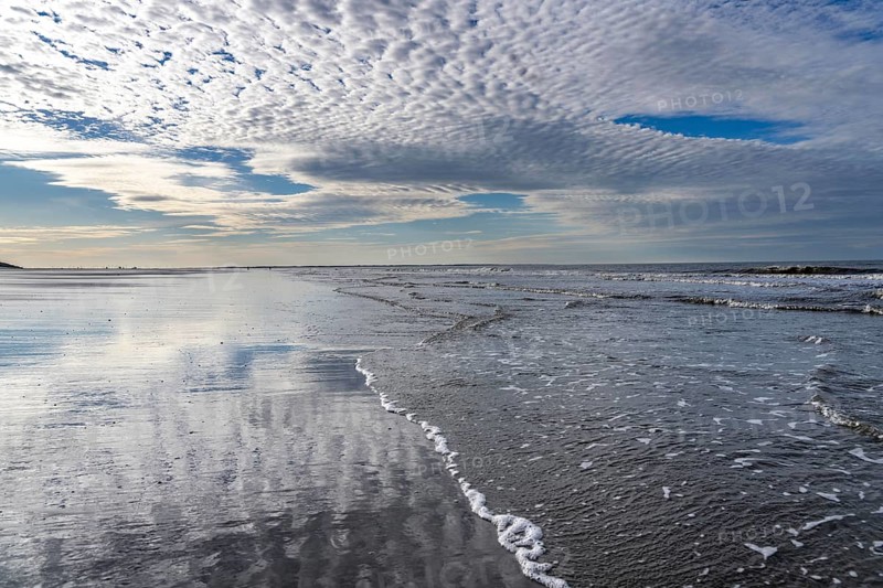 Wadden Sea near the East Frisian island of Spiekeroog, west of the North Sea island, at low tide, Lower Saxony, Germany