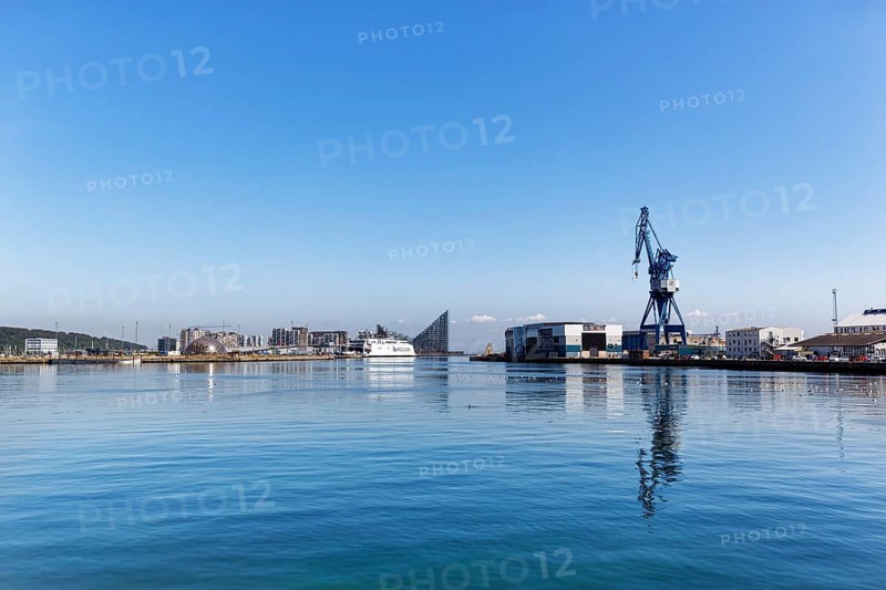 View of port facilities, container port, Aarhus, Jutland, Denmark