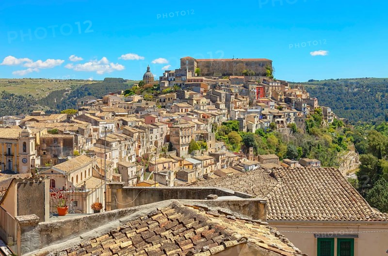 Elevated view of Ragusa Ibla, Ragusa Ibla, Ragusa province, Sicily, Italy