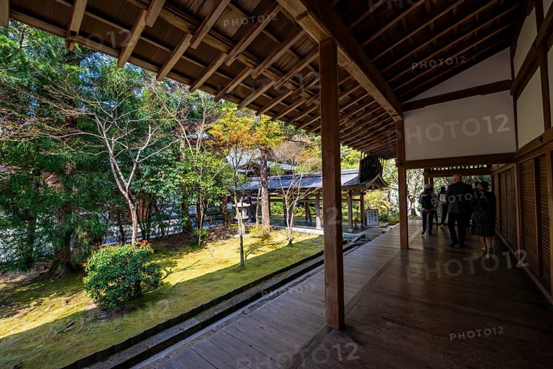 Veranda in Ryoan-ji, Zen Buddhist temple complex, in spring, Kyoto, Japan