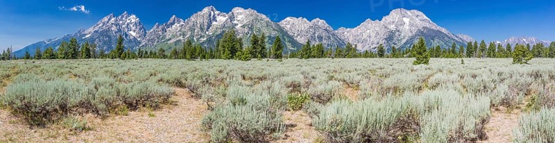 Majestic grand tetons range panorama landscape