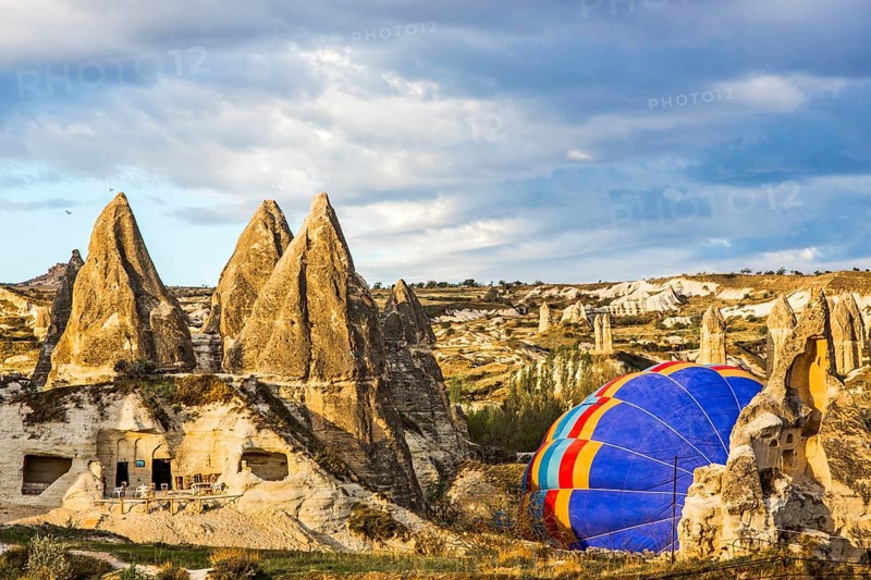 Balloon ride over fantastic tuff rock formations, Cappadocia, Turkey