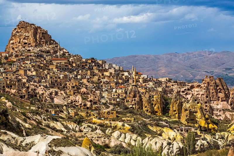 Uechisar Castle, fantastic tuff rock formations, Cappadocia, Turkey