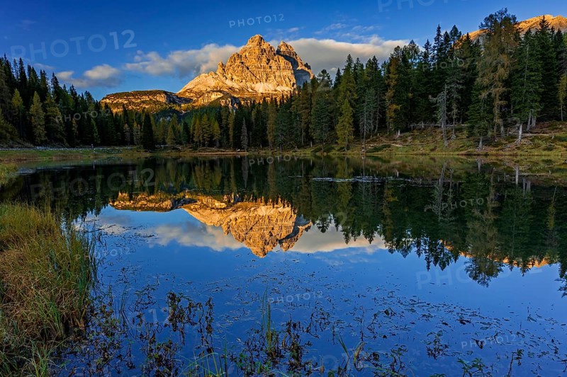 Mountain lake, mountains, reflection, sunny, evening light, Lake Antorno, Lake Antorno, Three Peaks, Dolomites, Italy
