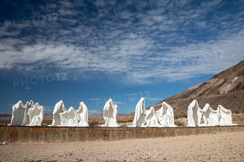 Beatty, Nevada - Art is the attraction in Rhyolite, a town that boomed briefly after gold was discovered in 1904. Albert Szukalski's The Last Supper is one of the main works on display