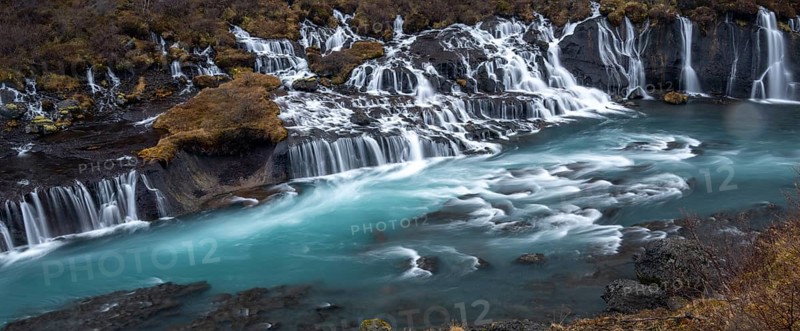 Waterfall, cascade, Hraunfossar, Iceland