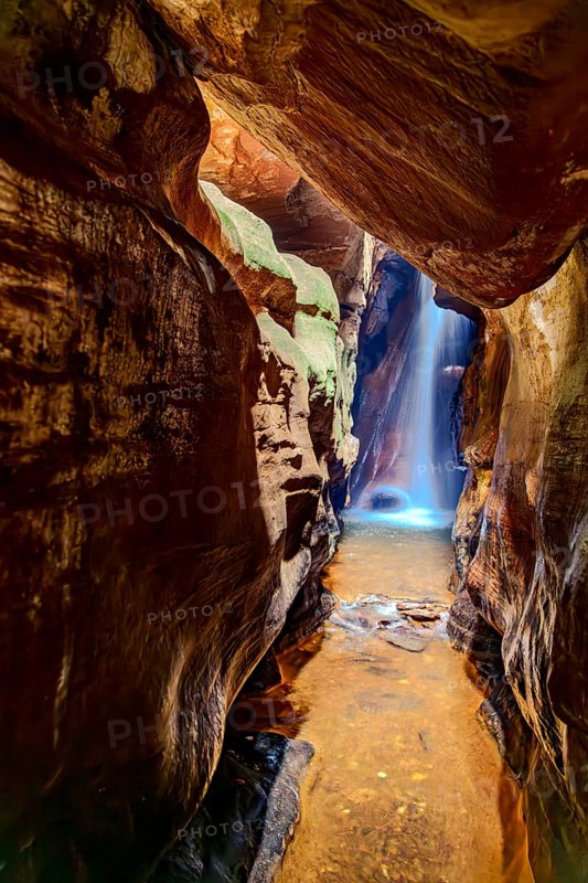 Waterfall in a cave in Ouro Preto, Minas Gerais state, Ouro Preto, Minas Gerais, Brazil