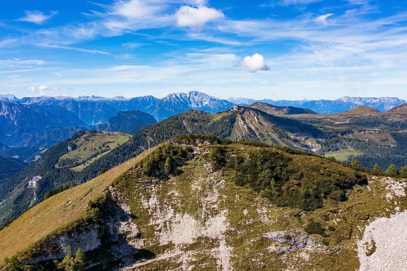 Drone shot, Egelseehörndl, Postalm, Osterhorn Group, Salzkammergut, Province of Salzburg, Austria