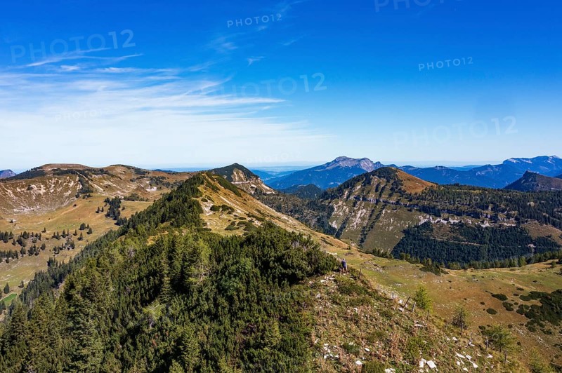 Drone shot, At the summit of Egelseehörndl, Postalm, Osterhorn Group, Salzkammergut, Province of Salzburg, Austria