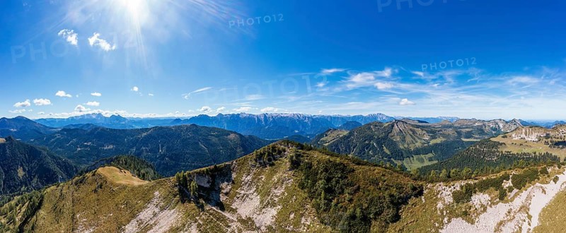 Drone shot, view of Egelseehörndl, Postalm, Osterhorn Group, Salzkammergut, Province of Salzburg, Austria