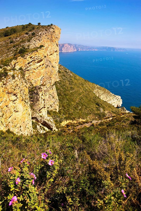 Cliffs at Playa del Portet, tourist destination, cliffs, Moraira, Valencia, Costa Blanca, Spain
