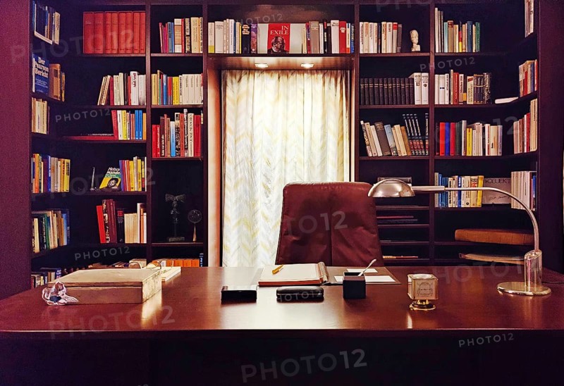 Willy Brandt's desk and study in the exhibition at the Willy-Brandt-Forum, Unkel, Rhineland-Palatinate, Rhineland, Germany