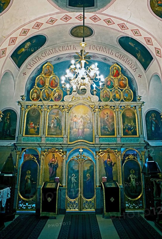 Iconastase in the Serbian Orthodox Church of St. Nicholas, oldest in town, old town, interior view, Novi Sad, Vojvodina Province, Serbia