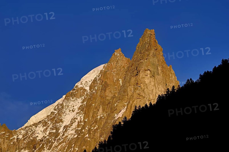 Aiguille du Dru in the evening light, Chamonix-Mont-Blanc, Haute-Savoie, France