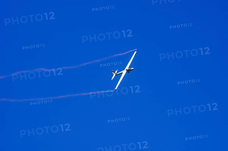 A Marganski Swift S-1 glider, registration D-3168, during a demonstration as part of an air show at the Fliegerbergfest of the Rossfeld Luftsportverein in Metzingen-Glems, Baden-Württemberg, Germany, for editorial use only