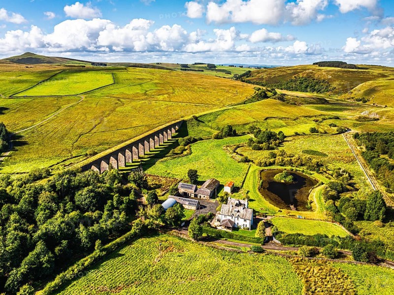 Shankend Viaduct from a drone, Hawick, Scottish Borders, Scotland, UK