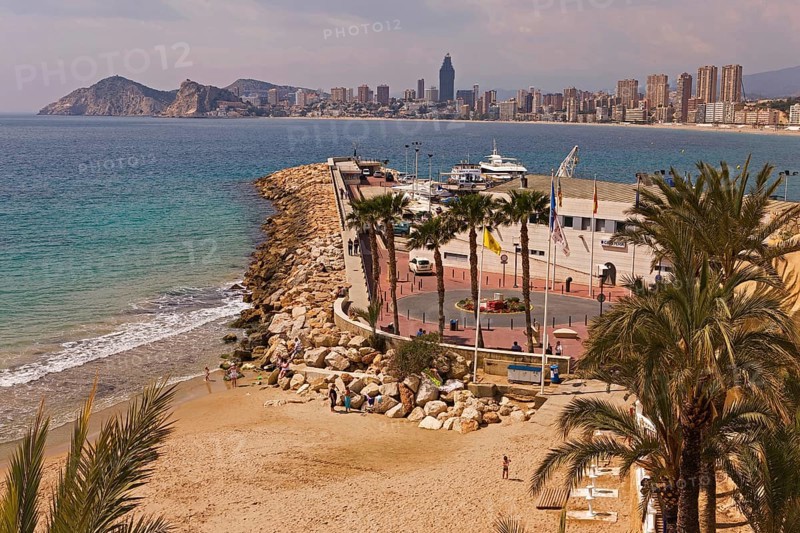 Seafront, skyscrapers, skyscrapers, Klein-Manhattan skyline, Playa Levante, Mediterranean Sea, Benidorm, Valencia (region), Spain
