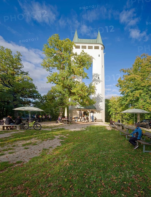 Schönberg Tower, observation tower, also known as Pfullinger Unterhose, double tower, Pfullingen, Baden-Württemberg, Germany