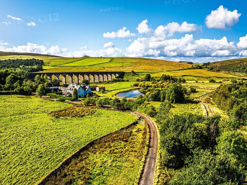 Shankend Viaduct from a drone, Hawick, Scottish Borders, Scotland, UK