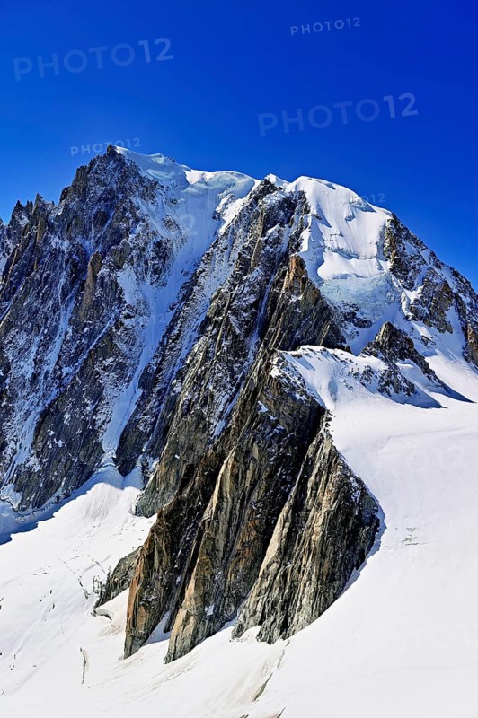 View of the Mont Blanc du Tacul mountain from the Télécabine Panorama Railway, Chamonix-Mont-Blanc, Haute-Savoie, France