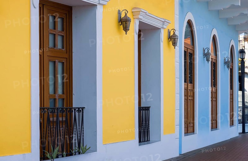 Panama, Panama City historic center Casco Viejo colorful streets and colonial architecture