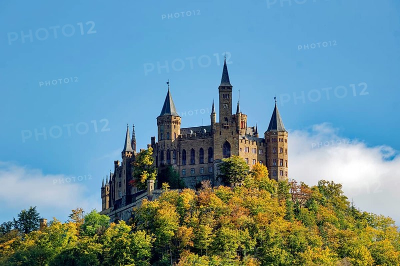 Hohenzollern Castle, ancestral home of the House of Hohenzollern, noble family, German emperors, Bisingen, Baden-Württemberg, Germany
