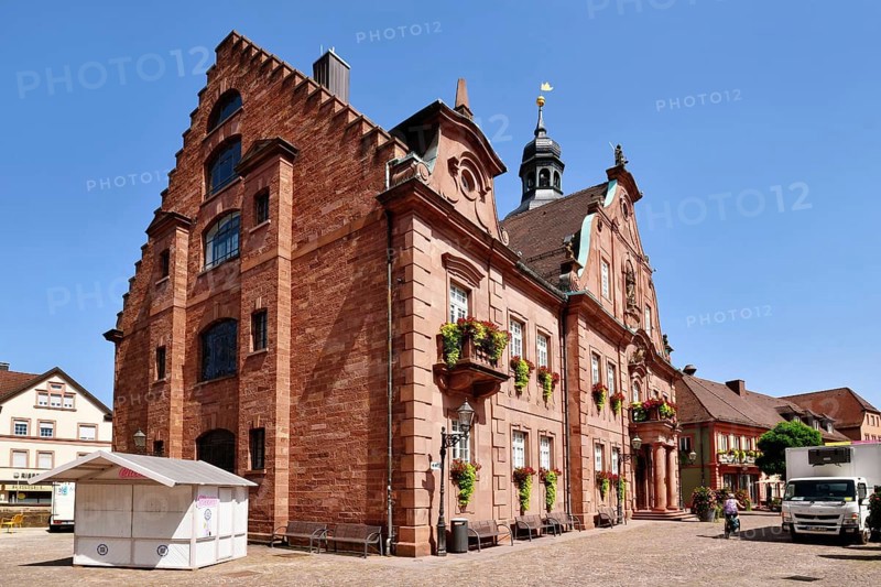 Ettlingen, Germany - August 13th 2025: Ettlingen city hall (Rathaus) in Germany. Historic sandstone building with baroque architecture