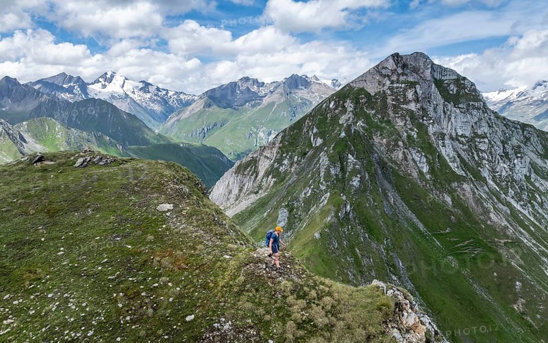 Female hiker in the Hohe Tauern, East Tyrol, Austria
