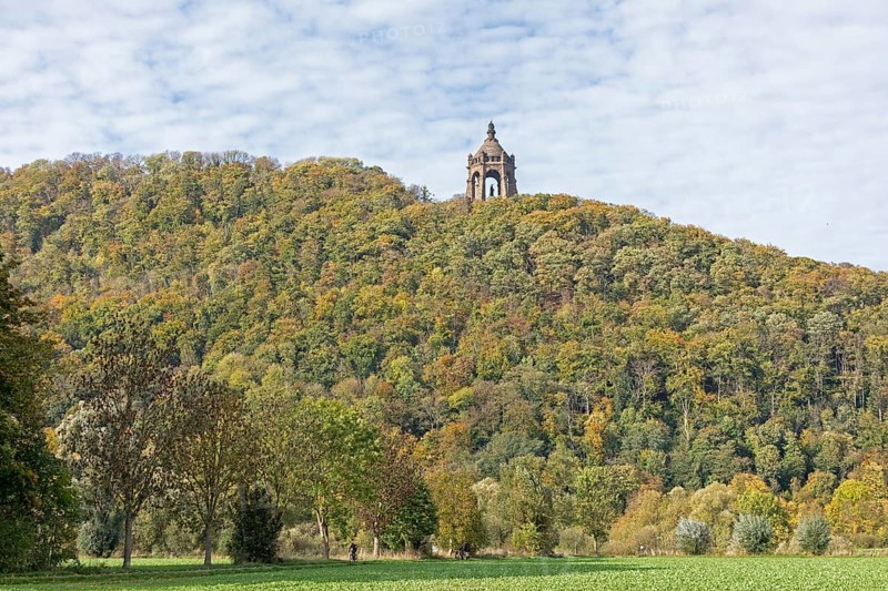 Mountain, forest, Kaiser-Wilhelm-Denkmal, Porta Westfalica, North Rhine-Westphalia, Germany