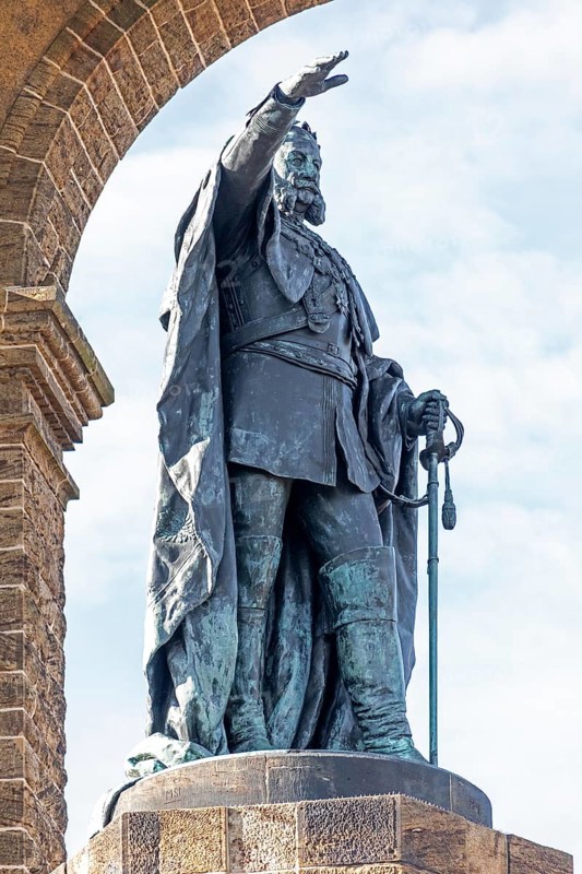Statue, Kaiser Wilhelm Memorial, Porta Westfalica, North Rhine-Westphalia, Germany
