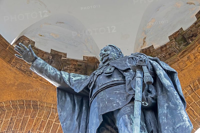Statue, Kaiser Wilhelm Memorial, Porta Westfalica, North Rhine-Westphalia, Germany
