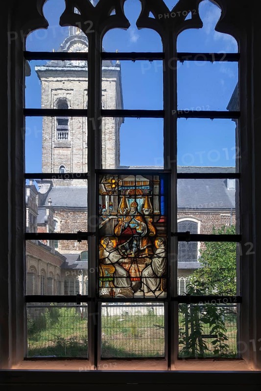 17th century stained glass window by Jean de Caumont at the Park Abbey, Abdij van Park, Premonstratensian abbey at Heverlee, Flemish Brabant, Belgium