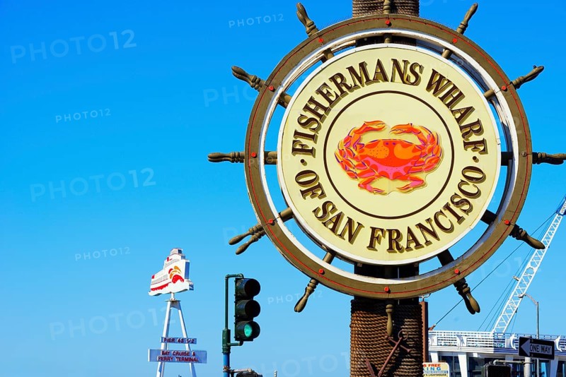 Fishermans Wharf sign post, San Francisco, California, USA