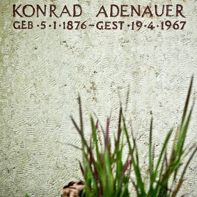 Tombstone of Konrad Adenauer at the Rhöndorfer Waldfriedhof, Bad Honnef, North Rhine-Westphalia, Germany