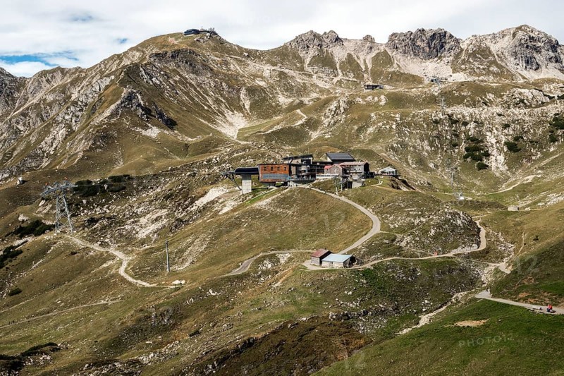 Nebelhornbahn, Höfatsblick station, Edmund-Probst House, rear Nebelhorn, Oberstdorf, Oberallgäu, Allgäu, Bavaria, Germany