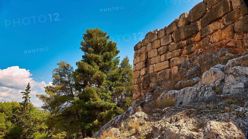 Part of the outer wall, Cyclopian wall of the Acropolis, archaeological site, UNESCO World Heritage Site, Mycenae, Mycenae, important city in pre-classical times, Peloponnese, peninsula, Greece