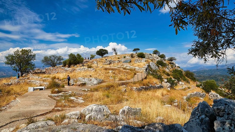 Hill with ruins, archaeological site, UNESCO World Heritage Site, Mycenae, Mycenae, important city in pre-classical times, Peloponnese, peninsula, Greece