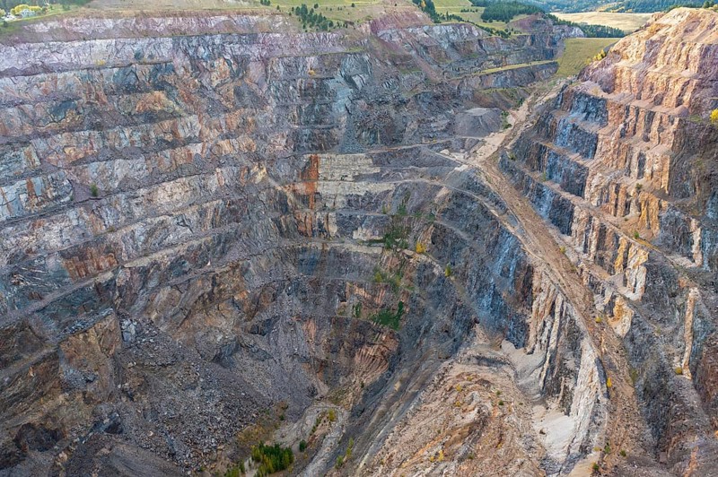 Lead, South Dakota - The former Homestake Mine in the Black Hills. Gold mining began in 1878 in an open pit, but later became a deep underground mine, which closed in 2002. The mine is now used for scientific research by the Sanford Underground Research Facility
