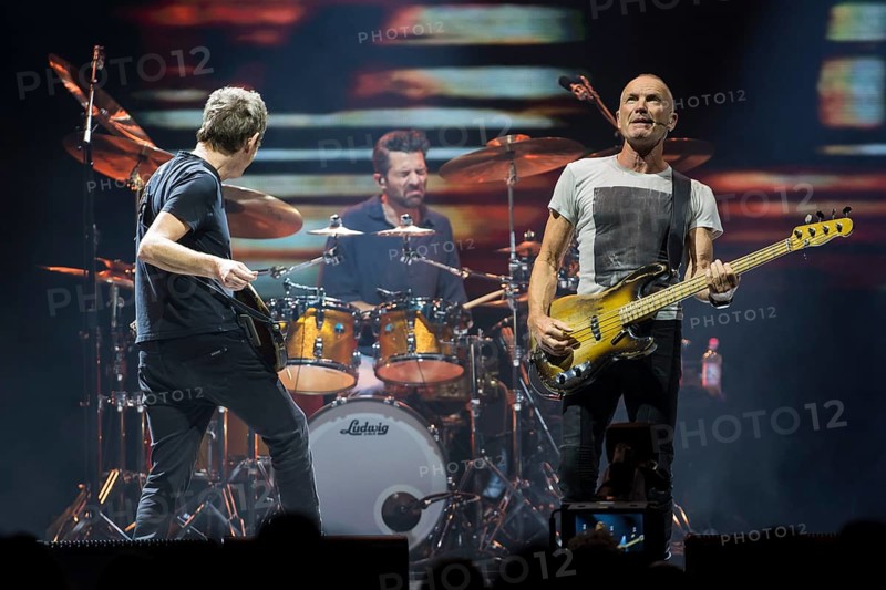 Dominic Miller (guitarist), Chris Maas (drummer), Sting (guitarist, real name: Gordon Matthew Thomas Sumner, CBE) live on Sting 3.0 tour at Berlin's Uber Arena on 16.10.2025