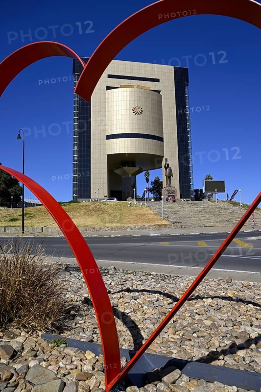Heart in front of the Independence Museum, Independence Memorial Museum, Windhoek, Khomas region, Namibia